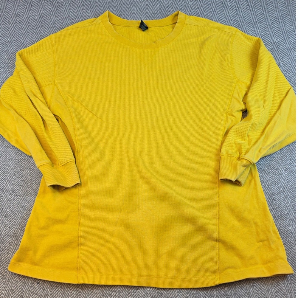 Wild Fable Mustard Yellow Waffle Knit Thermal Long Sleeve Top Large VN1042782